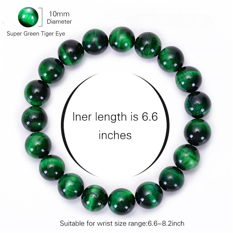 Pulsera de cuentas hechas a mano de tigre verde natural al por mayor